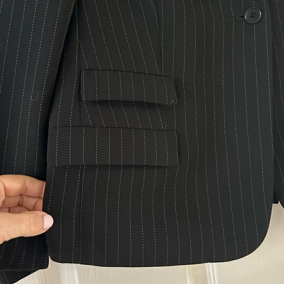 Calvin Klein Black Pinstripe Suit Blazer Size 4 Pants Size 8 - Picture 7 of 16